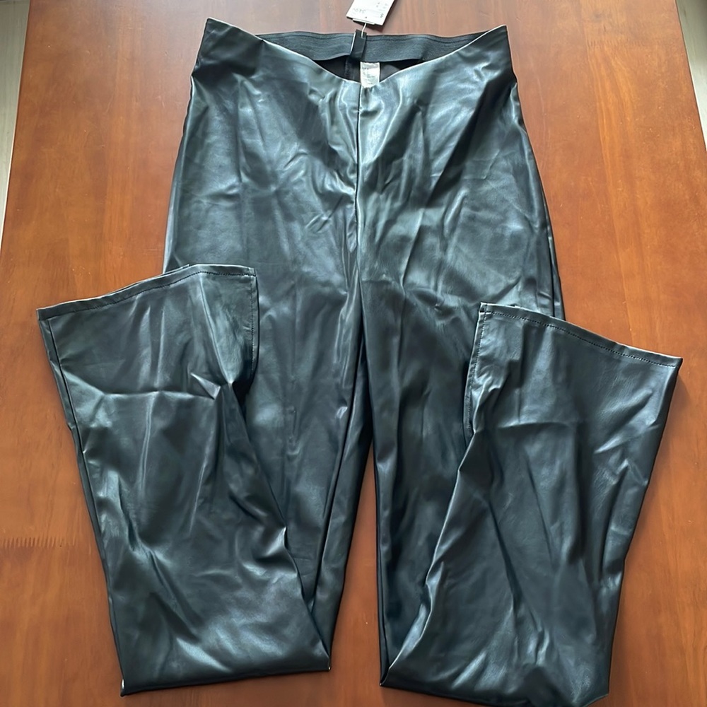 Pleather Pant - Slit bottom, V waist